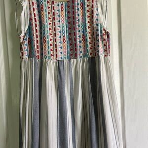 Savanna Jane Embroidered Babydoll Red and Blue Sleeveless Sundress